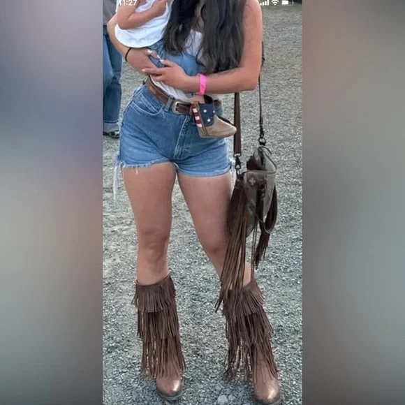 Freebird By Steven Ranger Distressed Fringe Leather Boots Brown size 7 - Picture 2 of 10